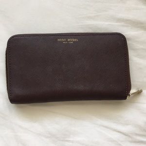Brown henri bendel canvas large wallet